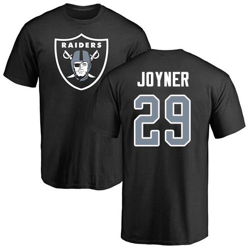 Men Oakland Raiders Black Lamarcus Joyner Name and Number Logo NFL Football #29 T Shirt